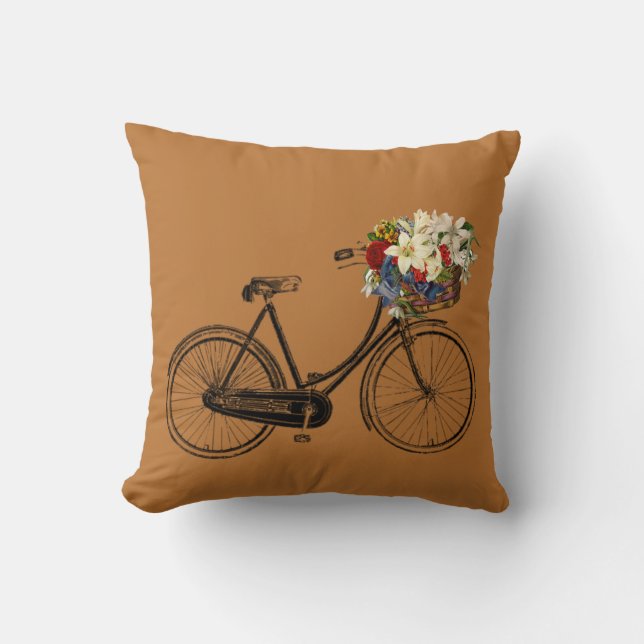 Coussin Carreau de cuivre de fleur de bicyclette de penny (Recto)