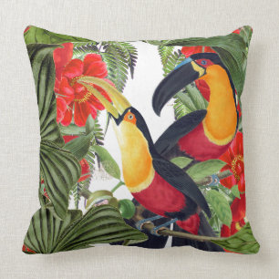 Coussin Carreau de faune d'oiseaux de toucan de perroquet