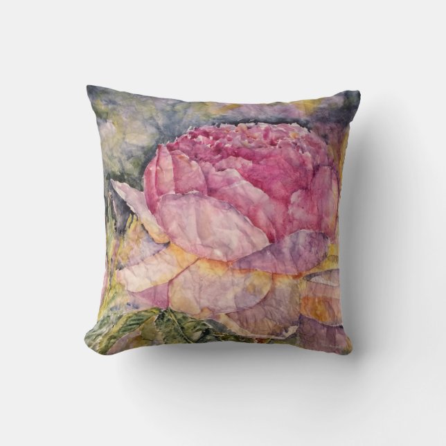 Coussin Carreau de fleur de rose de rose d'aquarelle (Recto)