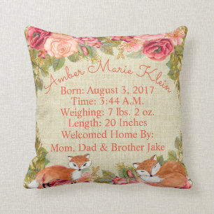 Coussin Carreau de Fox de région boisée de bébé de stat de