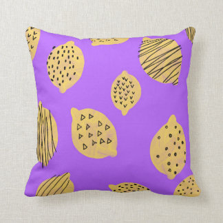 Coussin Carreau de fruit de citron de dessin de main
