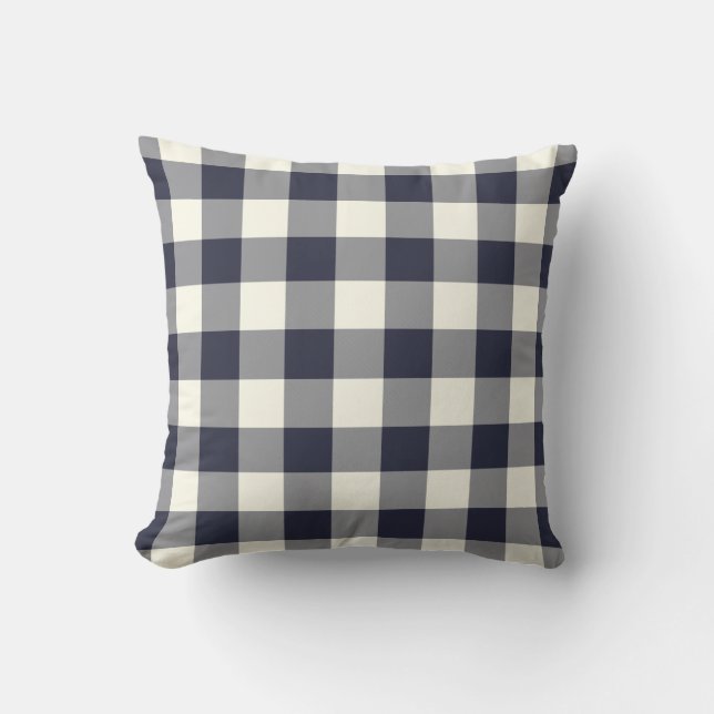 Coussin Carreau de guingan de bleu marine (Recto)