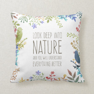 Coussin Carreau de la citation inspiré par nature colorée