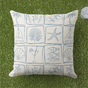 Coussin Carreau de Lin Rustique Méditerranéen de la Côte C
