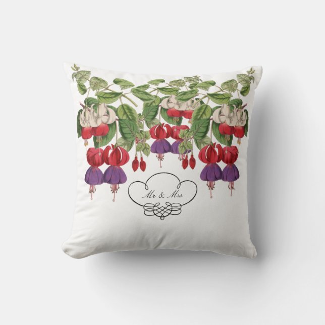 Coussin Carreau de M. et de Mme Fuschia Flower (Recto)