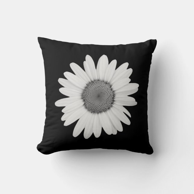 Coussin Carreau de marguerite dans le noir (Recto)