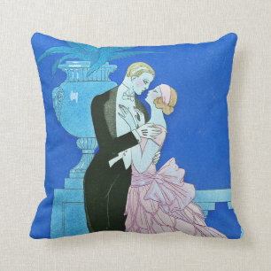 Coussin Carreau de minuit d'art déco de baiser