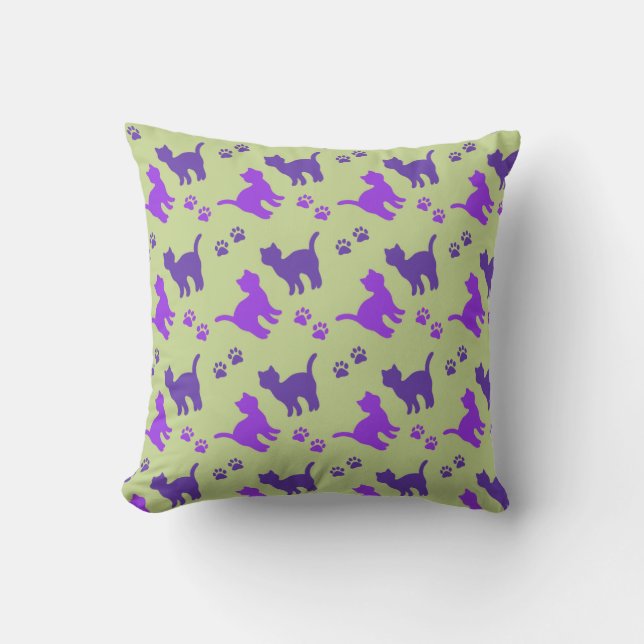 Coussin Carreau de MoJo de chats et d'empreintes de pattes (Recto)