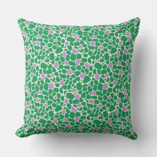 Coussin Carreau de motif abstrait de lilas vert mosaïque r