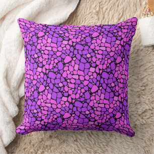 Coussin Carreau de motif abstrait mosaïque cramoisi violet