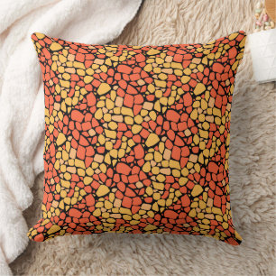 Coussin Carreau de motif abstrait mosaïque jaune orange no