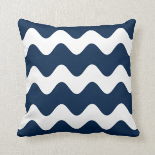 Coussin Carreau de motif de vague de bleu marine
