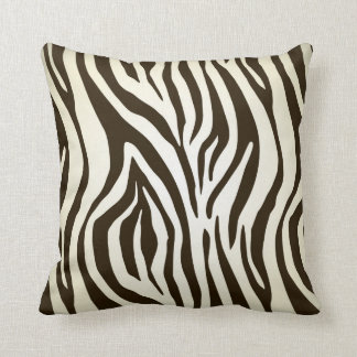Coussin Carreau de motif de zèbre de brun foncé et de
