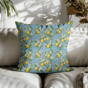 Coussin Carreau de motif méditerranéen bleu à l'aquarelle 