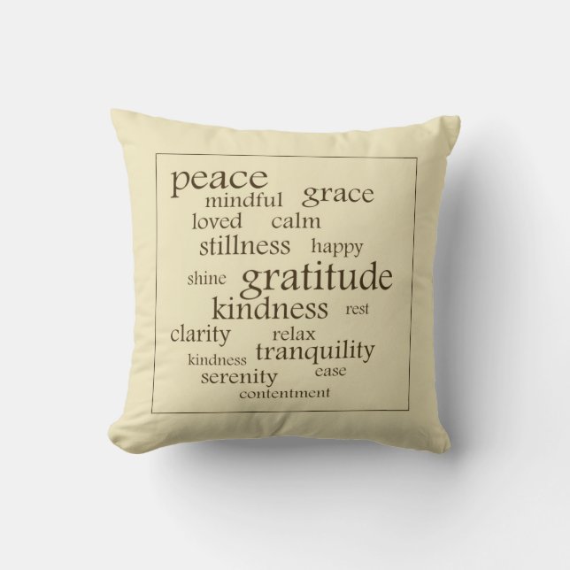 Coussin Carreau de mots de sérénité et de paix (Recto)