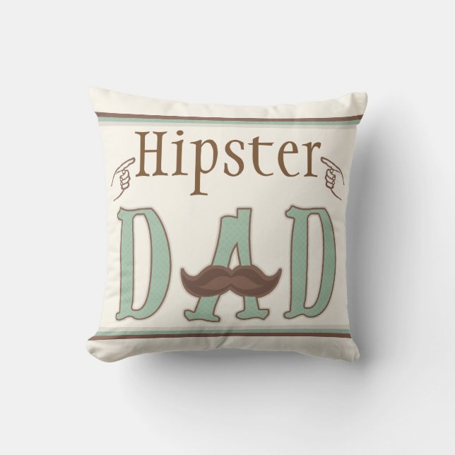 Coussin Carreau de moustache de papa de hippie de fête des (Recto)