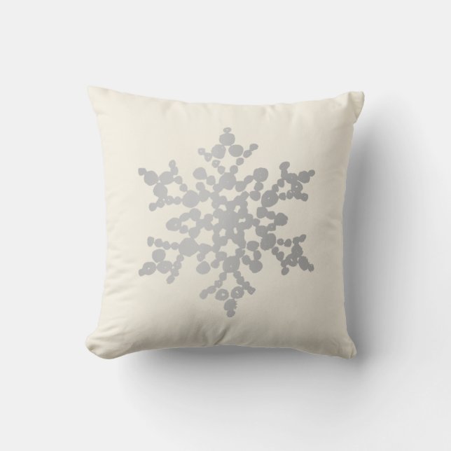 Coussin Carreau de Noël de flocon de neige d'argent et (Recto)