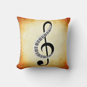 Coussin Carreau de notes musicales et de clés de piano