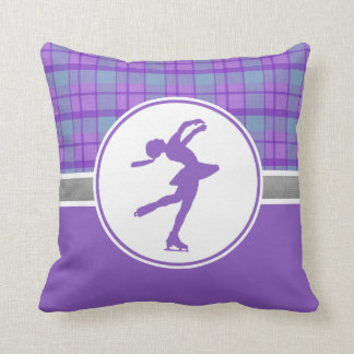 Coussin Carreau de patinage pourpre de plaid d'amoureux