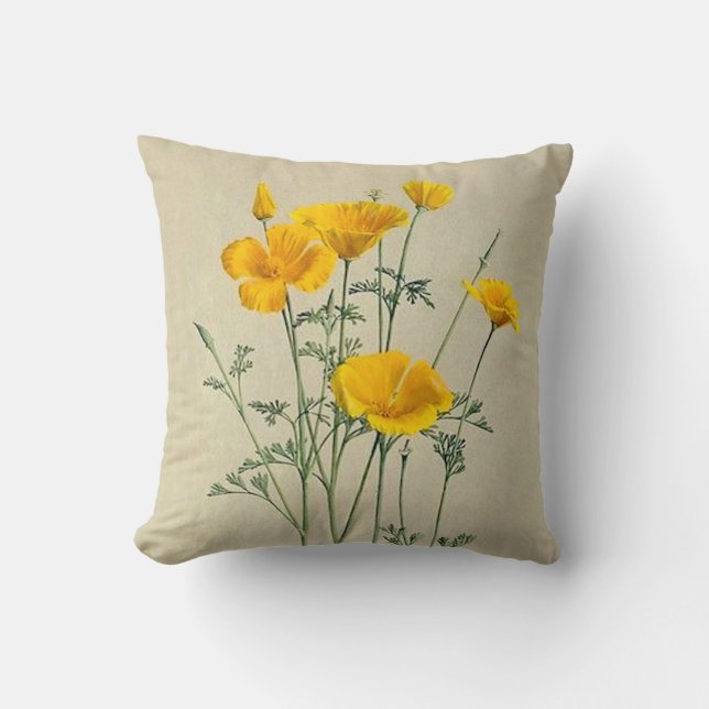 Coussin Carreau de pavots de Californie (Recto)