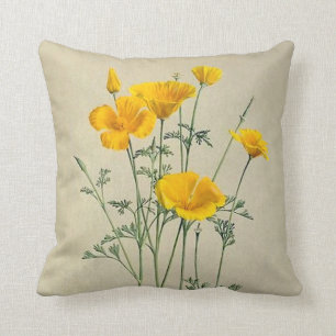 Coussin Carreau de pavots de Californie