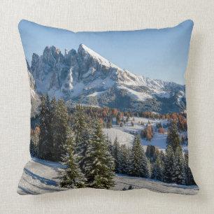 Coussin Carreau de paysage d'hiver d'Alpe di Siusi