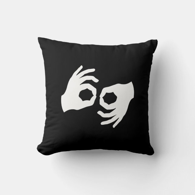 Coussin Carreau de pictogramme de langue des signes (Recto)