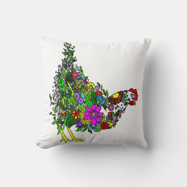 Coussin Carreau de poulet de fleur (Recto)
