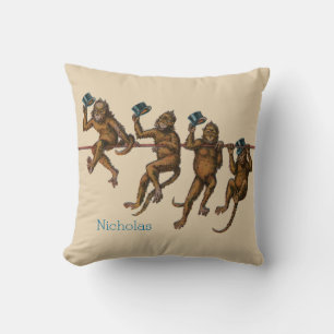 Coussin Carreau de quatre singes