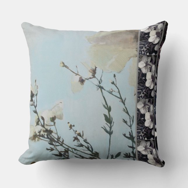 Coussin Carreau de rayure d'orchidée de noir de pavot bleu (Recto)