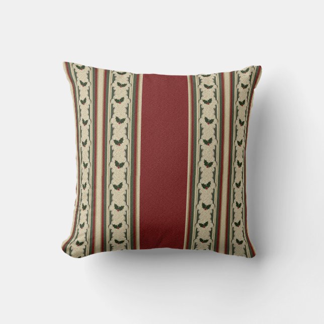 Coussin Carreau de rouge de houx et de canneberge de Noël (Recto)