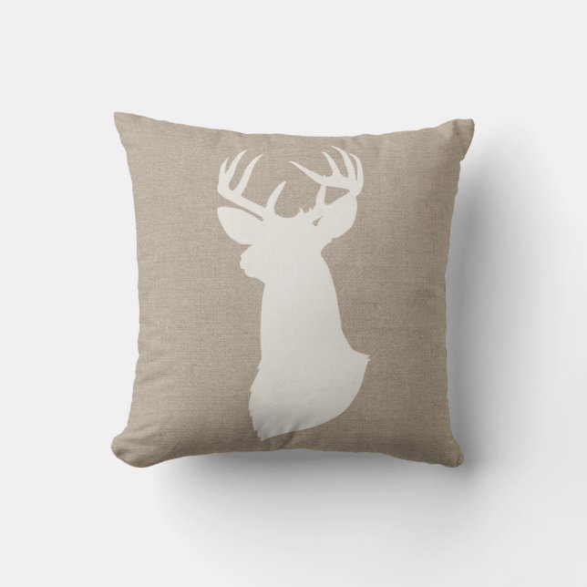 Coussin Carreau | de silhouette de cerfs communs {blanc et (Recto)