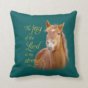 Coussin Carreau de sourire de citation de bible de cheval