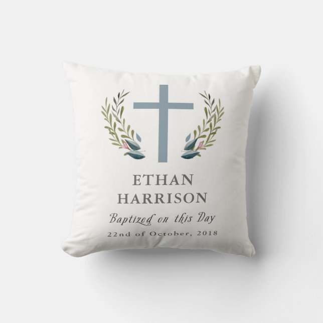 Coussin Carreau de souvenir de baptême (Recto)