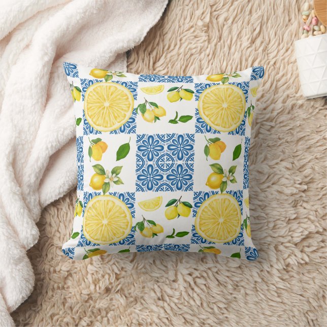 Coussin Carreau de style français au citron élégant et mod (Couverture)