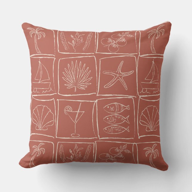 Coussin Carreau de terre cuite méditerranéen rustique (Recto)