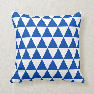 Coussin Carreau de triangles de bleu de cobalt