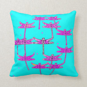 Coussin Carreau de turquoise de libellules par Sharles