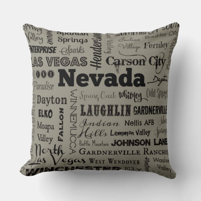 Coussin Carreau de typographie du Nevada dans le gris et (Recto)