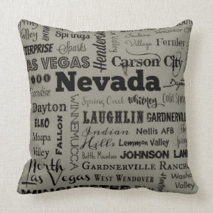 Coussin Carreau de typographie du Nevada dans le gris et