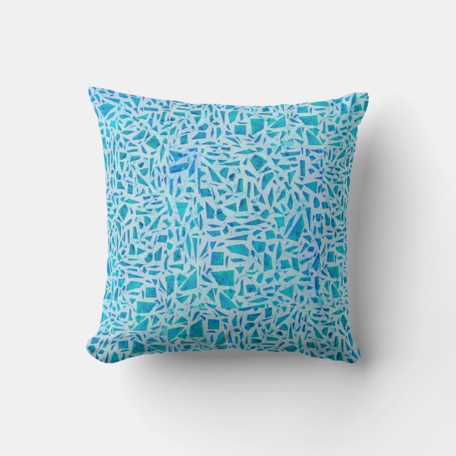 Coussin Carreau de verre mosaïque turquoise bleu moderne c (Recto)