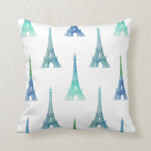 Coussin Carreau de vert bleu de Tour Eiffel de Paris