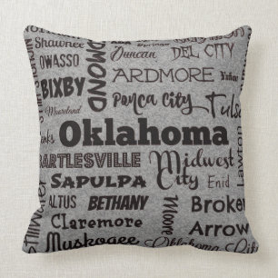 Coussin Carreau de Villes d'Oklahoma dans le gris/noir