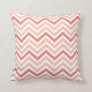 Coussin Carreau de zigzag de Chevron de corail et de pêche