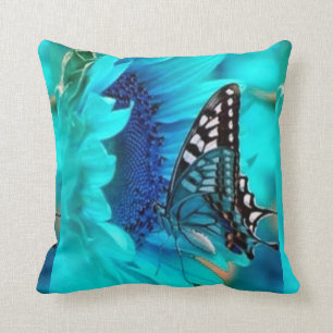 Coussin Carreau décoratif bleu de papillon