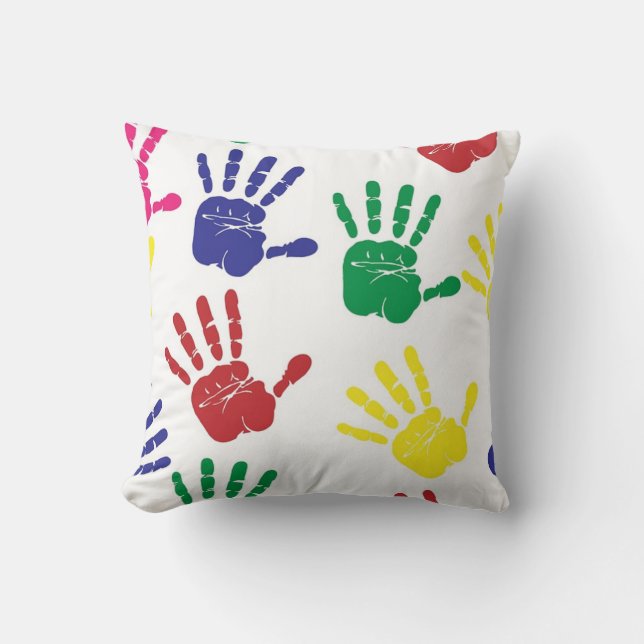 Coussin Carreau décoratif de motif de Handprint d'enfants (Recto)