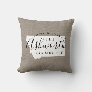 Coussin Carreau d'état de monogramme de famille du Montana