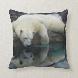 Coussin Carreau d'ours blanc. Photographie de faune