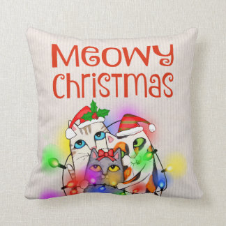 Coussin Carreau drôle de vacances de chats de Noël