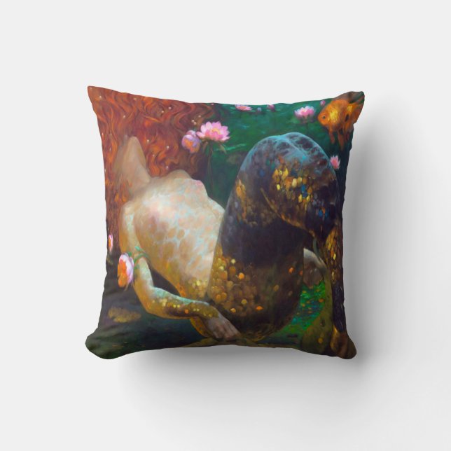 Coussin Carreau d'une chevelure rouge de la sirène 2 (Recto)
